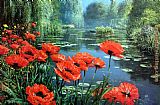 Red Canvas Paintings - Springtime Red Poppies
